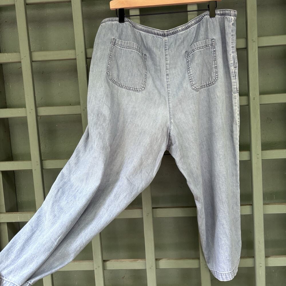 L.L. Bean Light Chambray Wide leg Cropped Pants Plus Size 1X Granola Minimalist - Picture 2 of 6